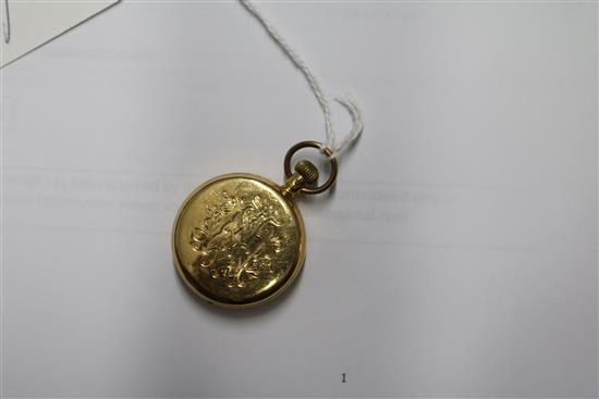 An 18ct gold fob watch with Roman dial.